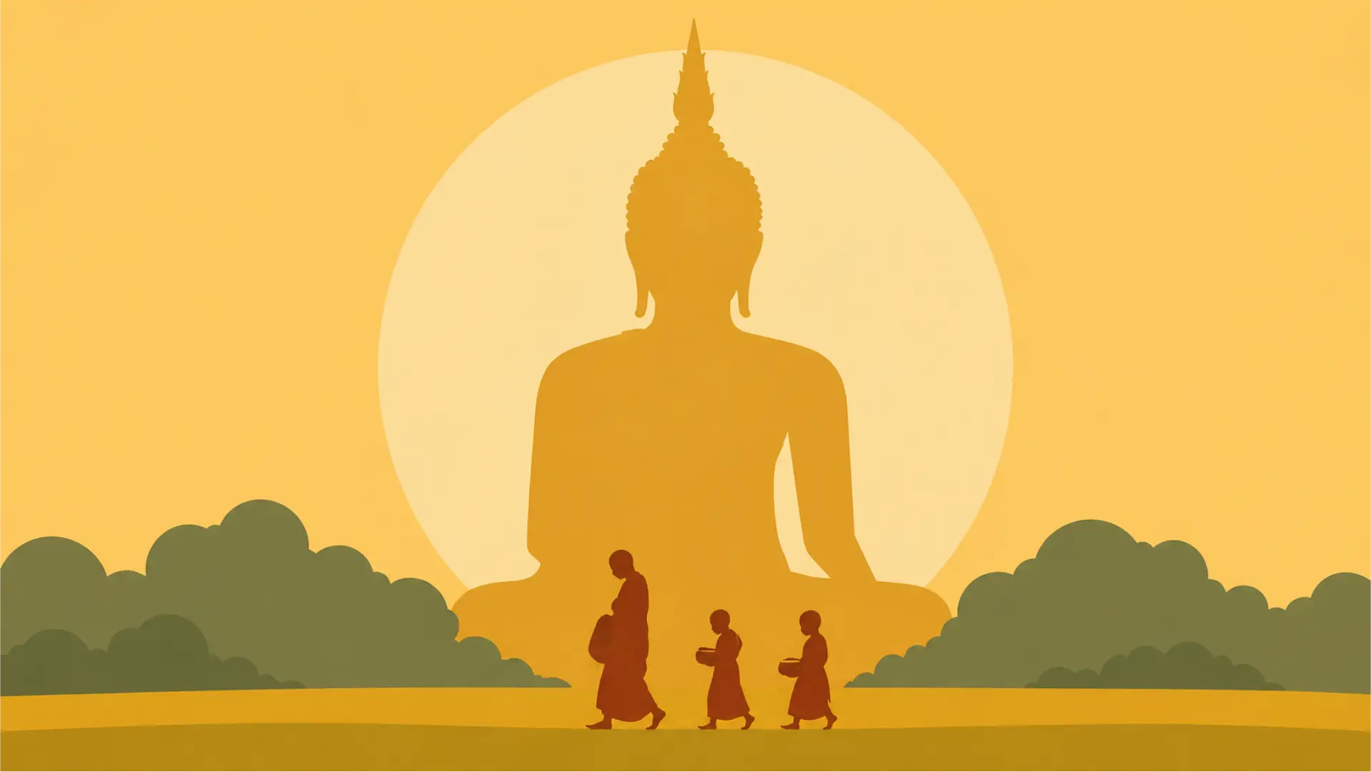 东南亚佛塔与夕阳插画——缅甸的加密货币与政治局势