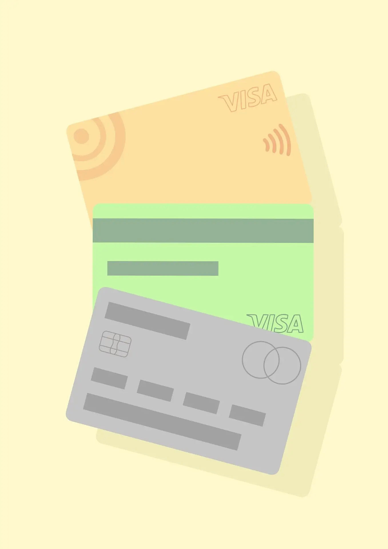 一叠用于刷卡买币的 Visa 与 Mastercard 银行卡